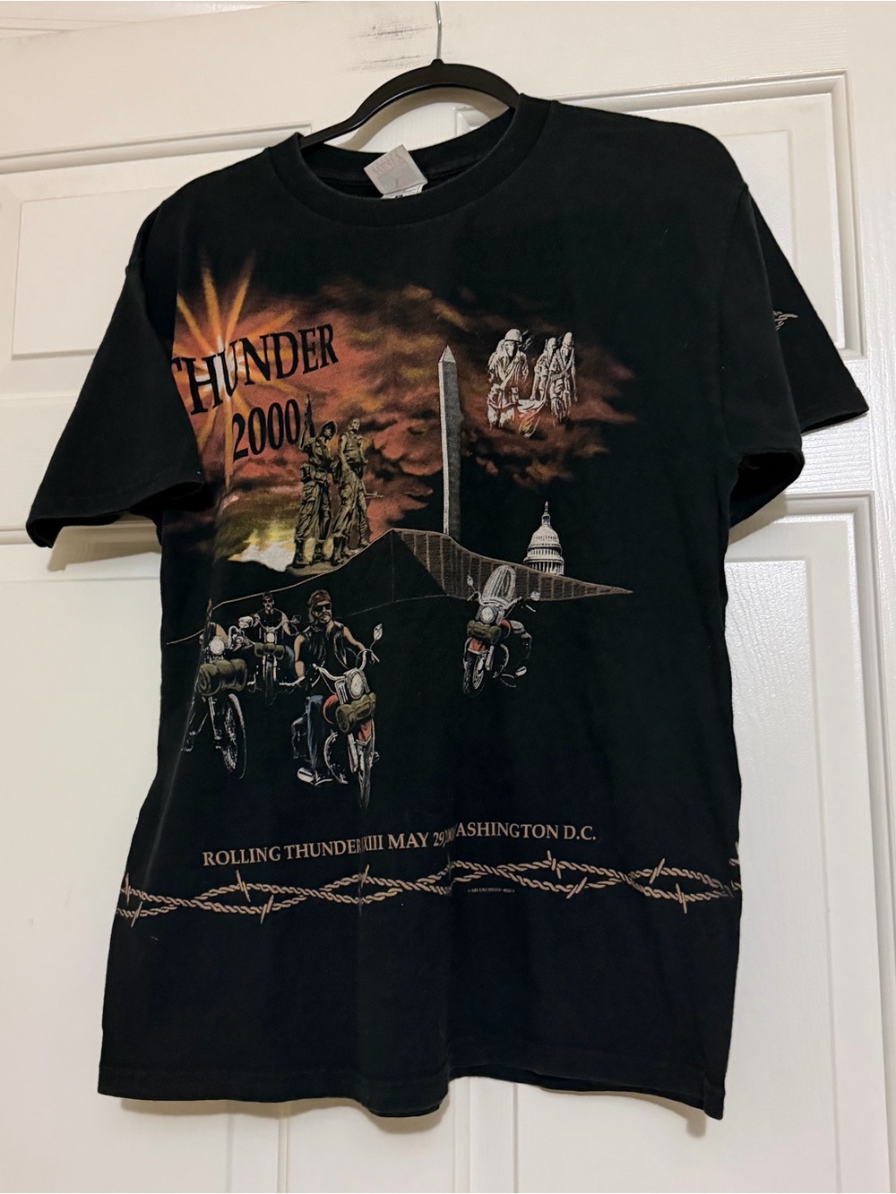 Vintage Rolling Thunder 2000 Biker Tee T-Shirt POW MIA Y2K Size Large L